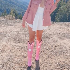 Pink heart cowgirl boots